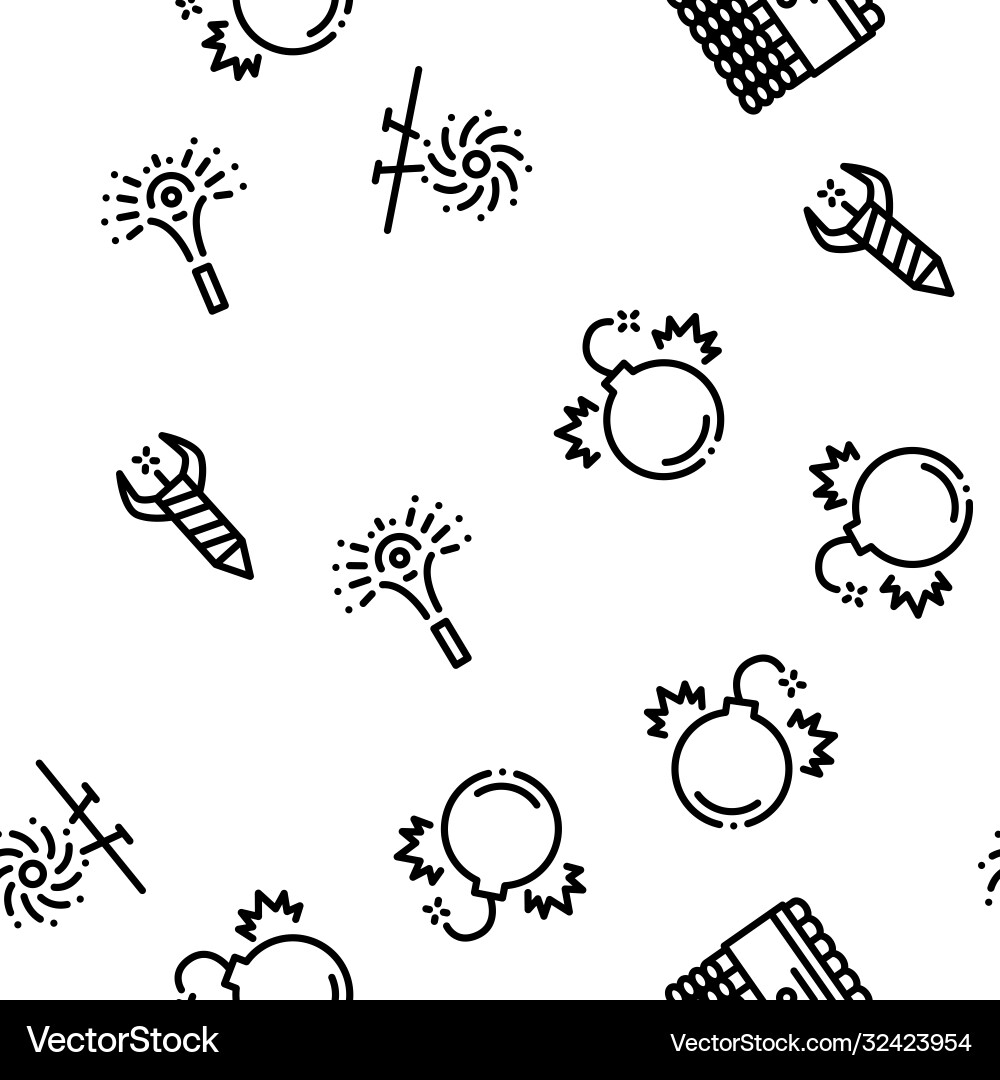 Firework pyrotechnic seamless pattern vector image