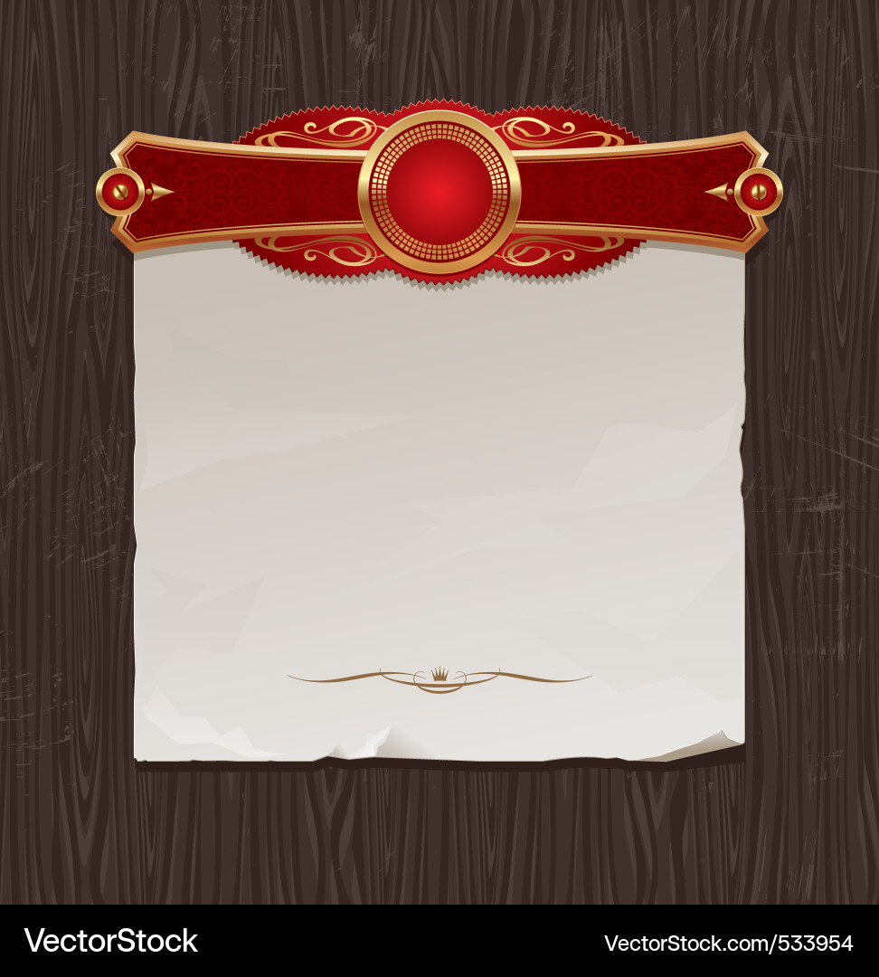 Golden Frame with Paper Scroll Vector Image