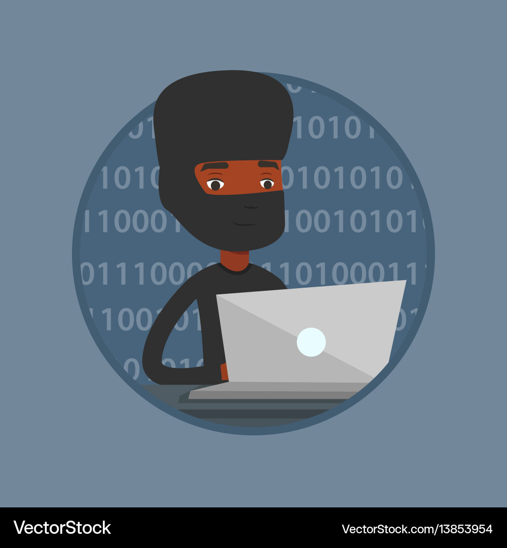 Hacker using laptop to steal information Hacker using laptop to steal information vector image