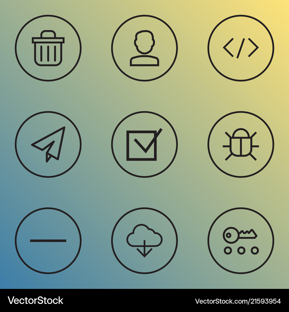 Interface icons line style set with recycle bin Interface icons line style set with recycle bin vector image