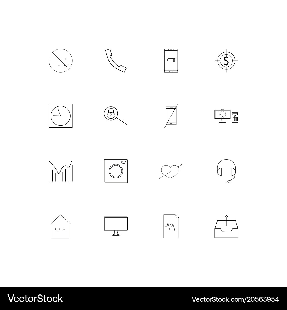 Internet of things simple linear icons set vector image