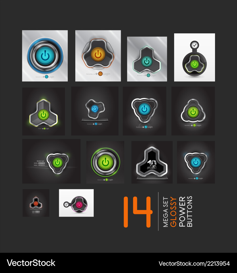 Mega collection of power buttons - icons Vector Image
