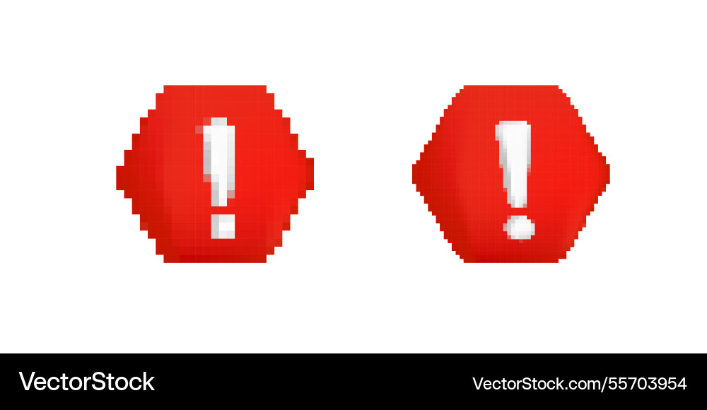 Red exclamation marks in hexagonal shapes indicate vector image