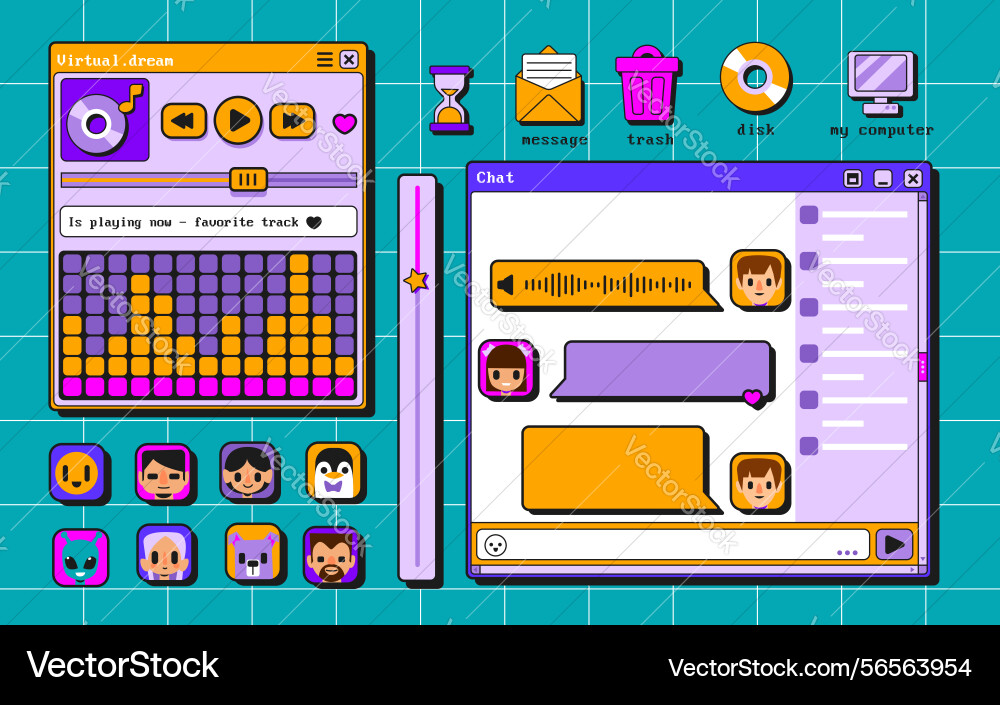 Retro user interface elements collection Retro user interface elements collection vector image