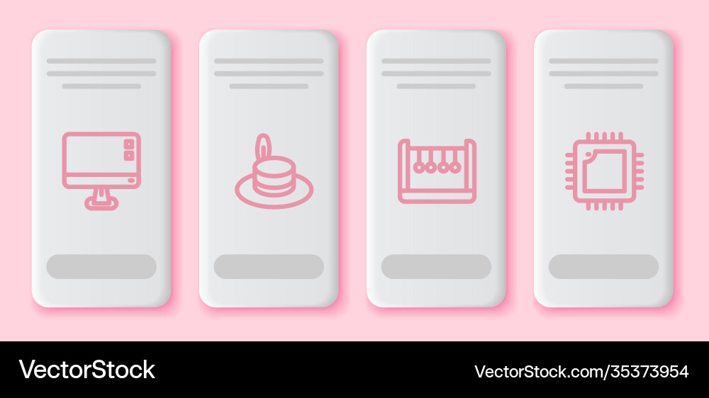 Set line computer monitor screen man hat Set line computer monitor screen man hat vector image
