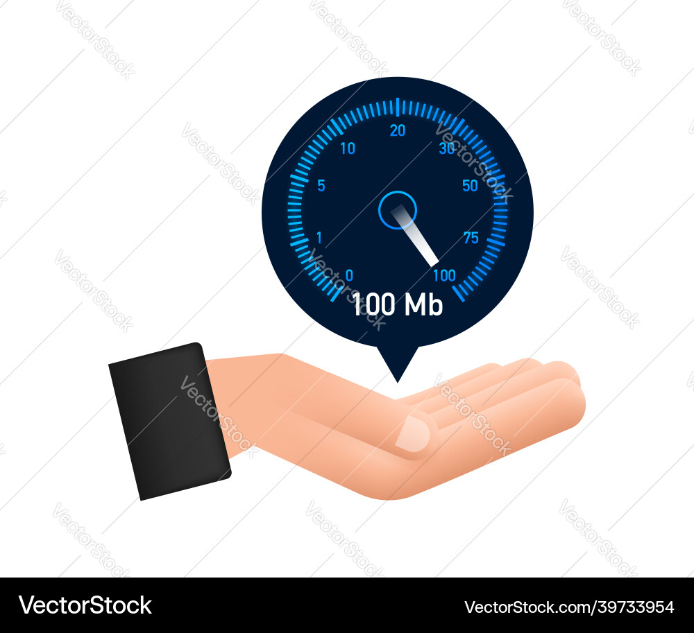 Set speed test in hands speedometer internet Vector Image