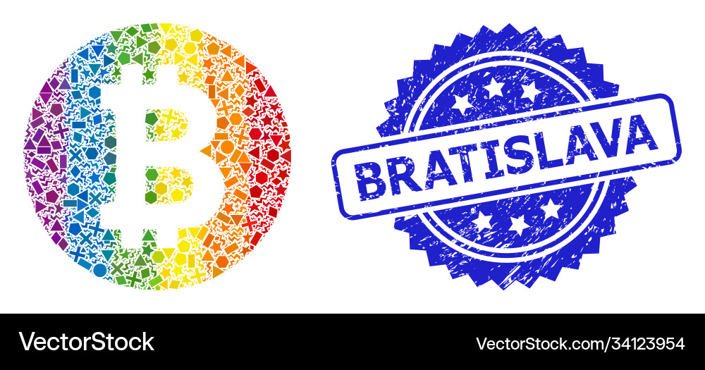 Textured bratislava stamp and bright geometric Textured bratislava stamp and bright geometric vector image