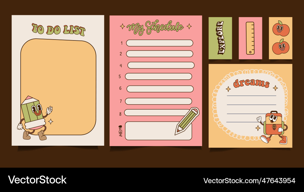 To do list schedule etc templates set groovy To do list schedule etc templates set groovy vector image
