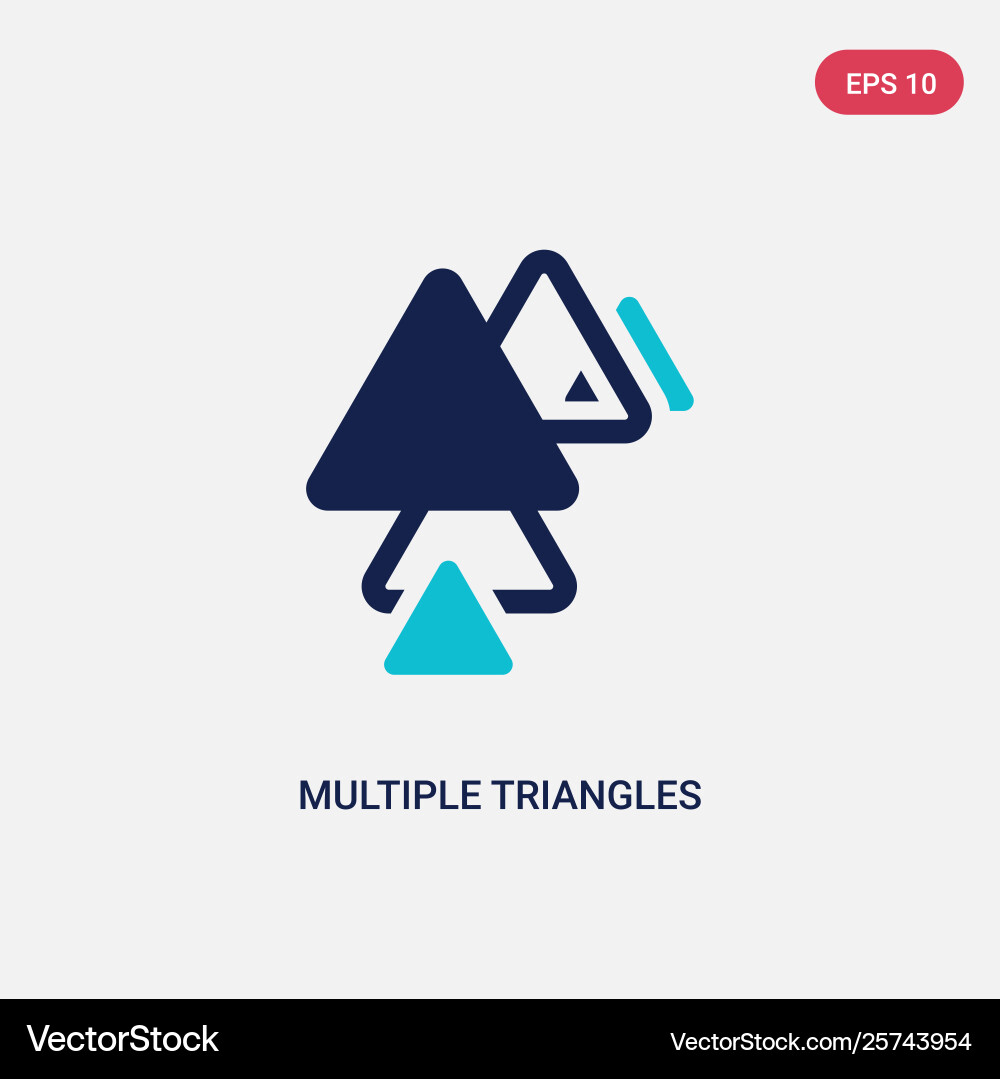 Two color multiple triangles triangle icon from vector image