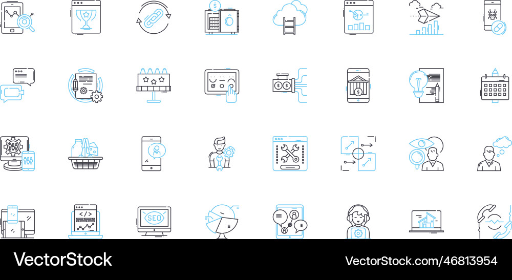 Web production linear icons set design Web production linear icons set design vector image
