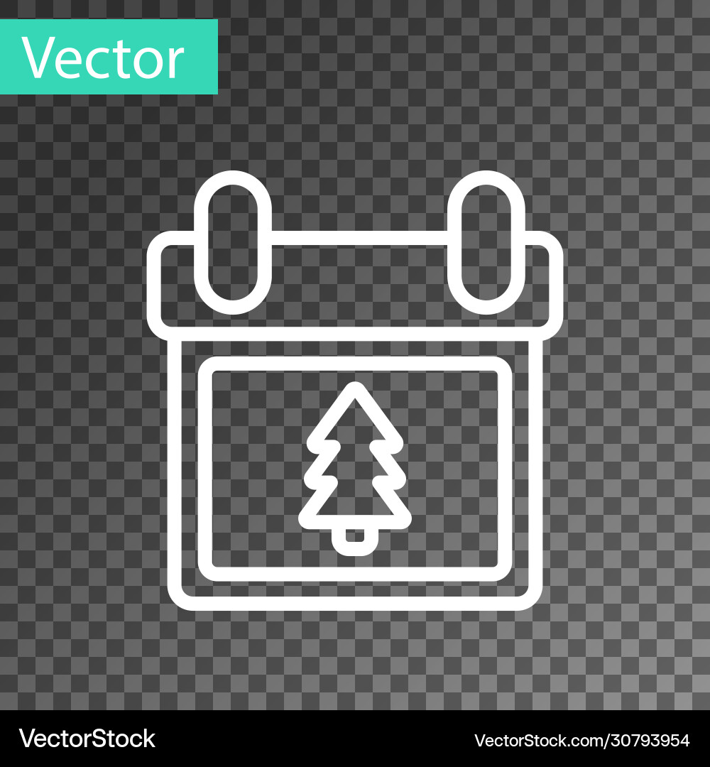 White line calendar with tree icon isolated Vector Image
