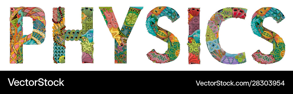Word physics entangle object Word physics entangle object vector image