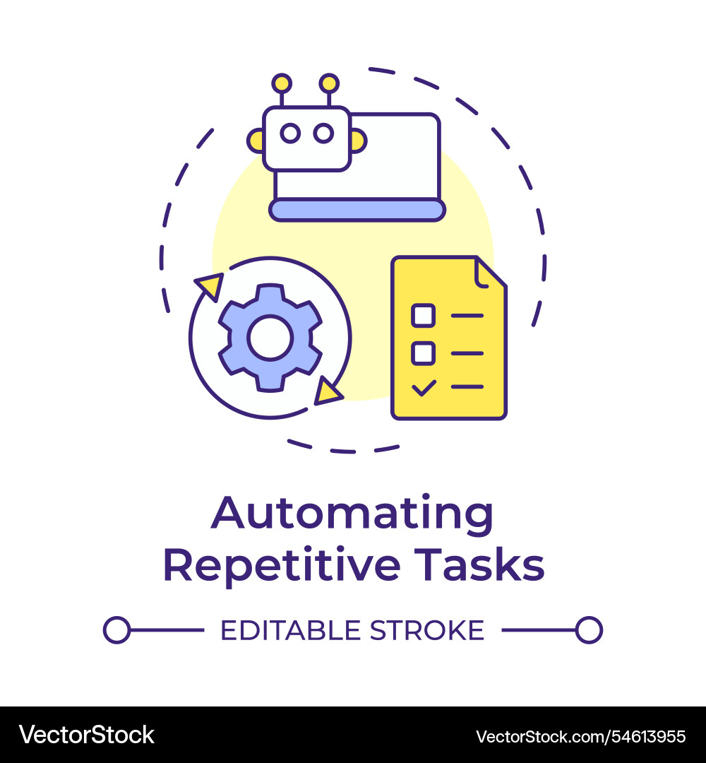 Automating repetitive tasks multi color concept Automating repetitive tasks multi color concept vector image