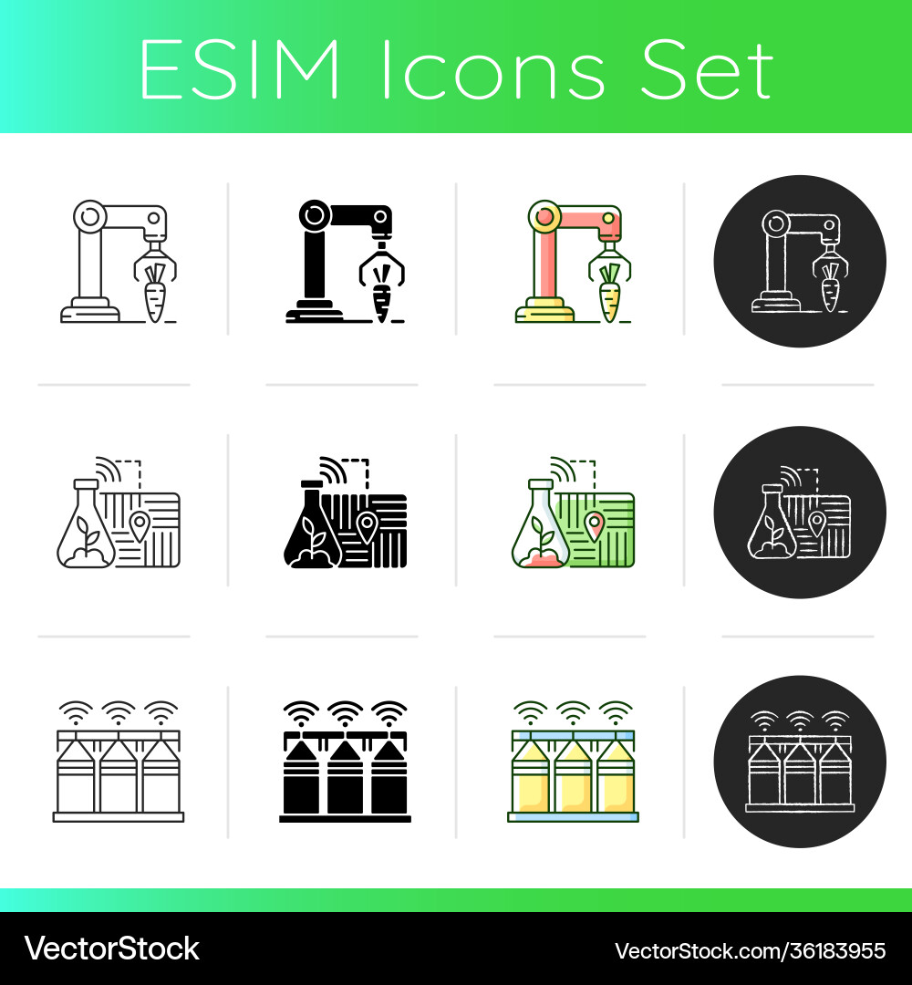 Automation agronomy icons set Automation agronomy icons set vector image