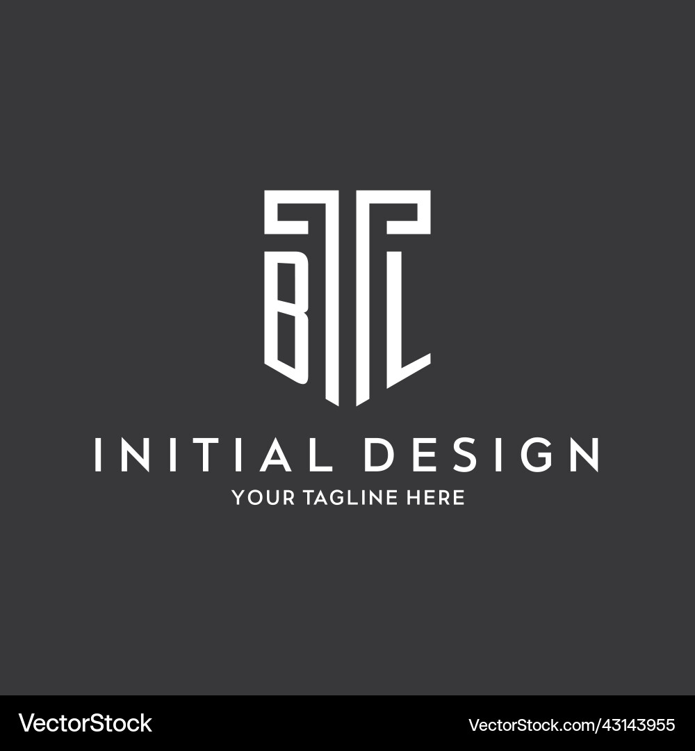 Bl monogram initial name with shield shape icon Bl monogram initial name with shield shape icon Vector Image