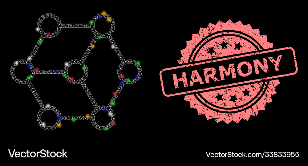 Distress harmony seal and net blockchain nodes Distress harmony seal and net blockchain nodes vector image