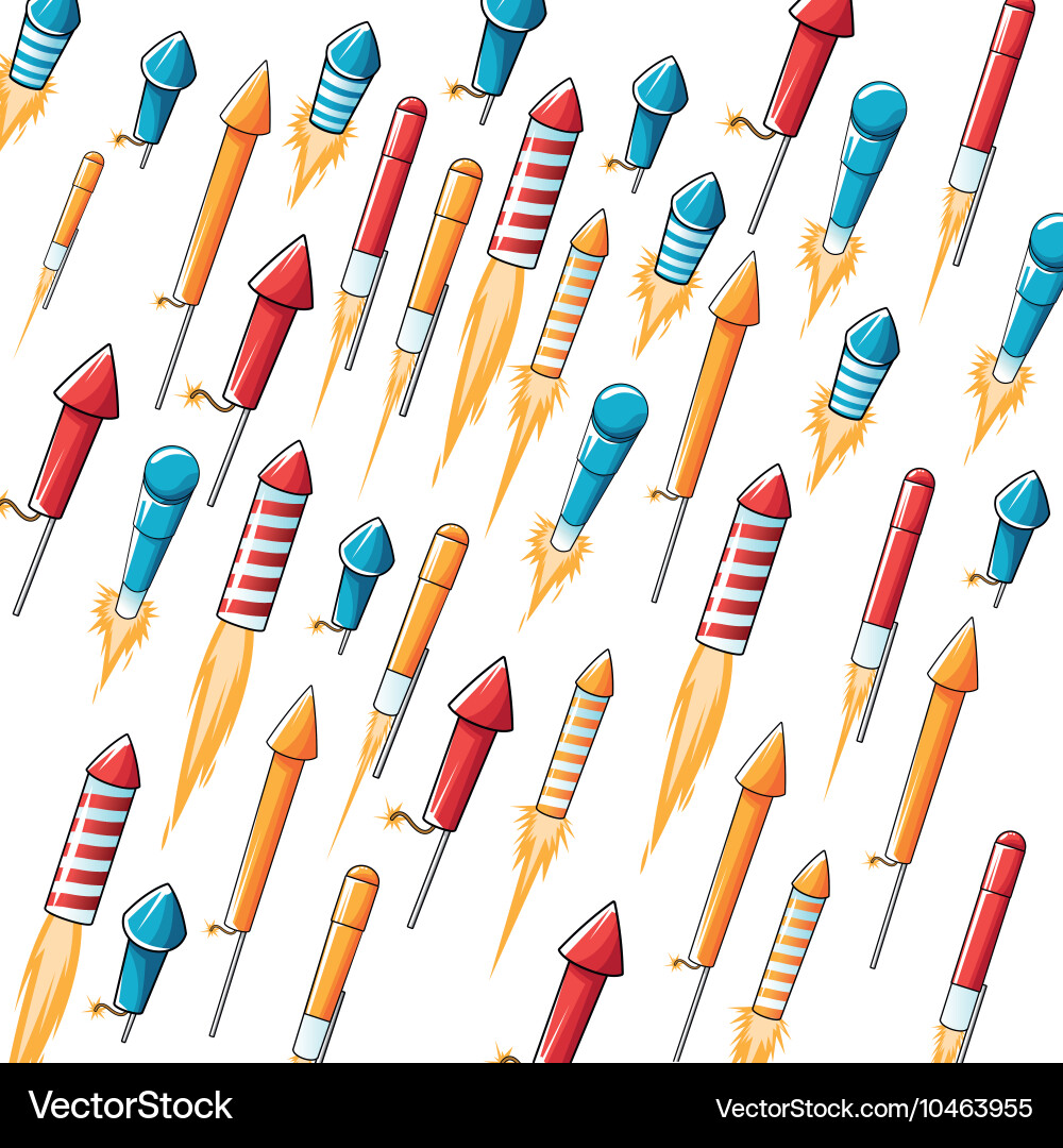Flying firecracker pattern background Vector Image