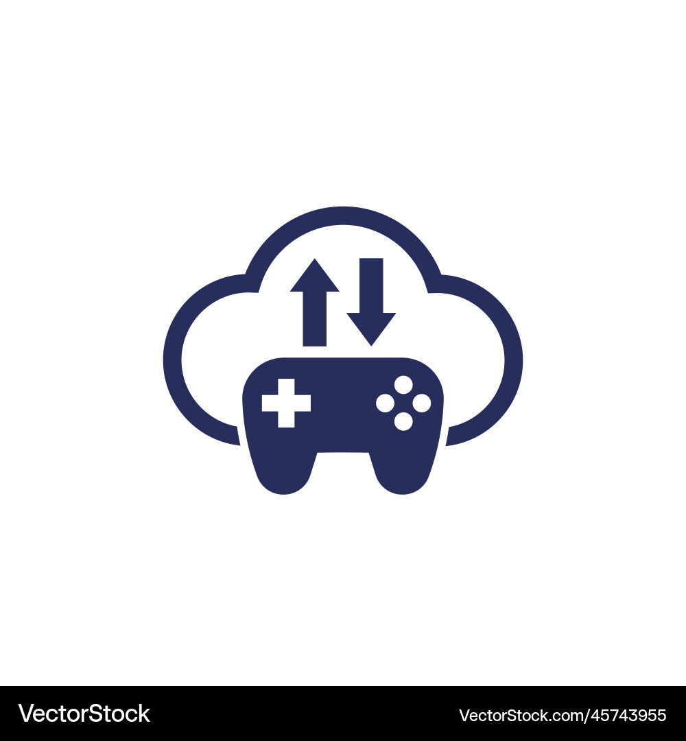 Game server icon with gamepad and cloud vector image