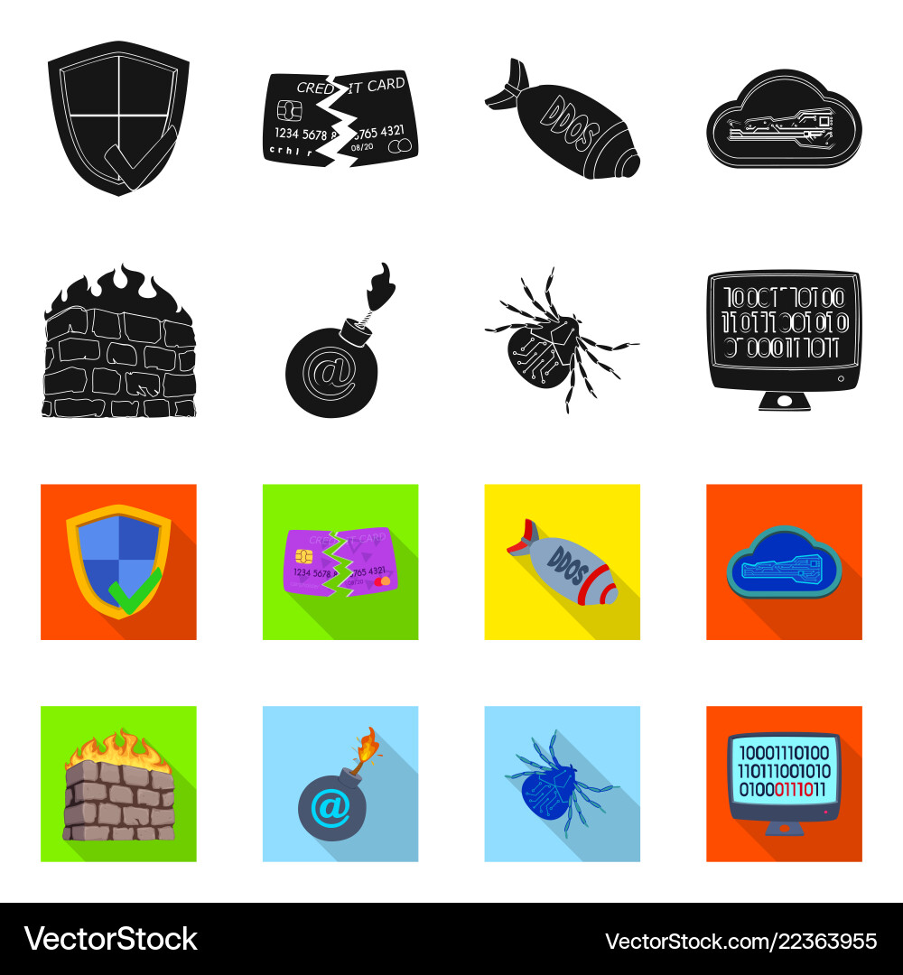 Isolated object of virus and secure logo set Isolated object of virus and secure logo set vector image