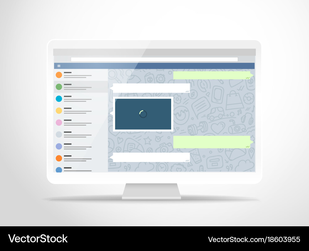 Modern computer with messenger application vector image