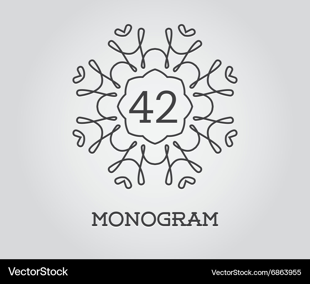 Monogram design template with number premium Vector Image