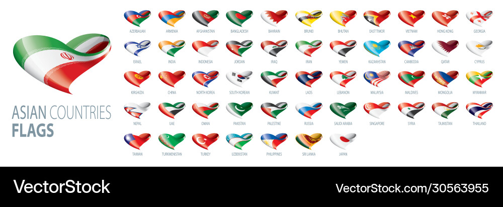 National flags asian countries National flags asian countries vector image