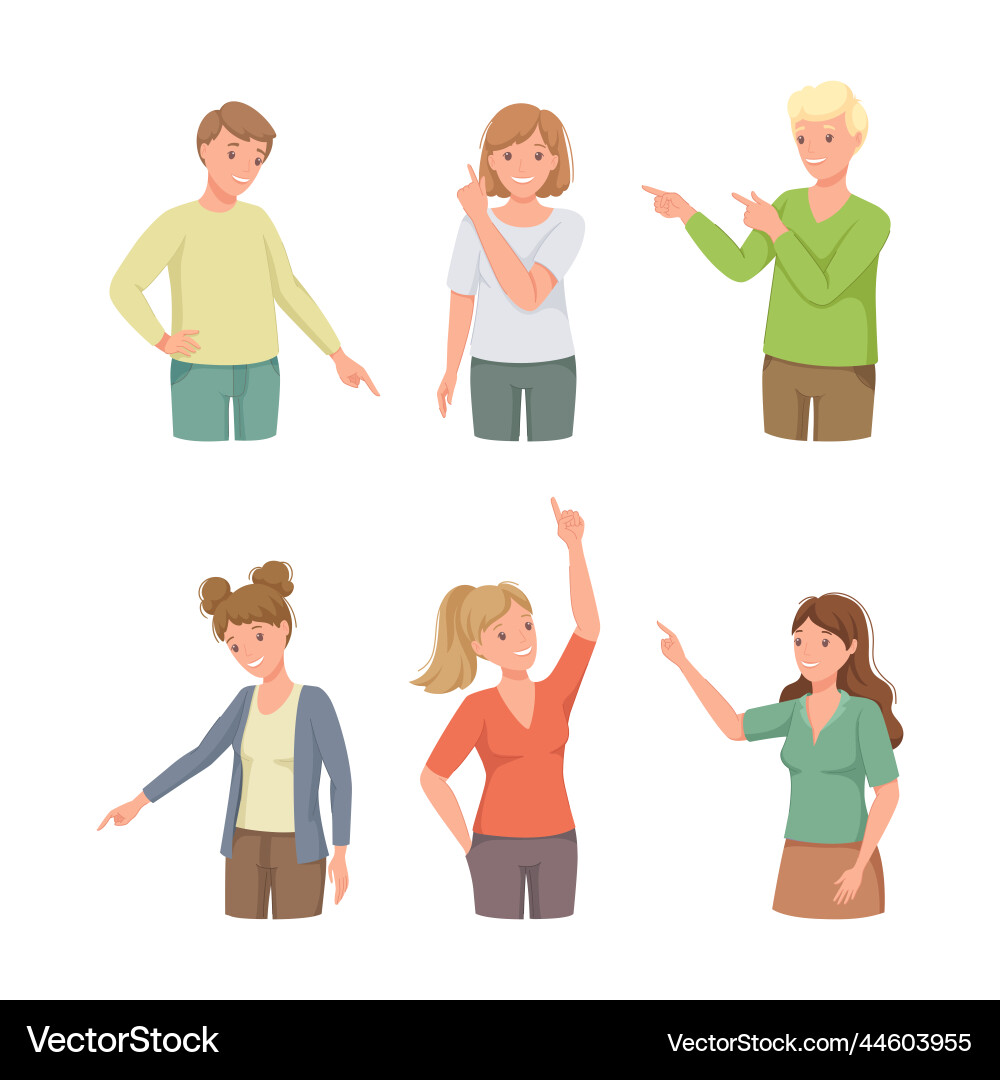 People character indicating something pointing People character indicating something pointing vector image