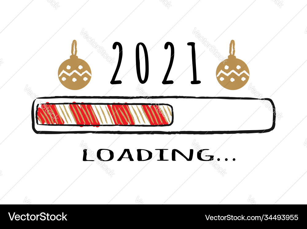 Progress bar with inscription - 2021 loading Progress bar with inscription - 2021 loading vector image