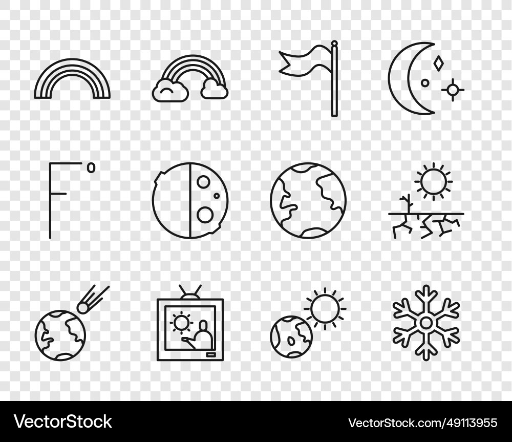 Set line comet falling down fast snowflake Set line comet falling down fast snowflake vector image