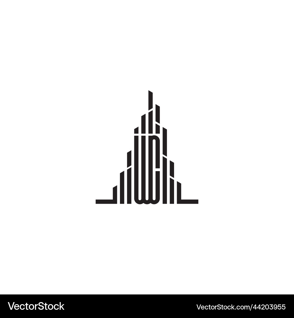 Wc skyscraper line logo initial concept with high Wc skyscraper line logo initial concept with high Vector Image