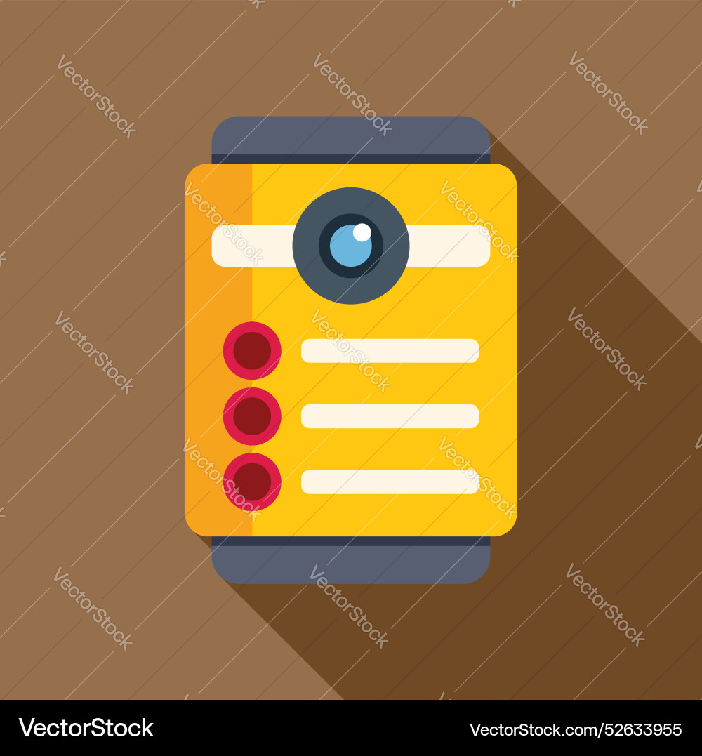 Yellow intercom with camera displaying contact Yellow intercom with camera displaying contact vector image