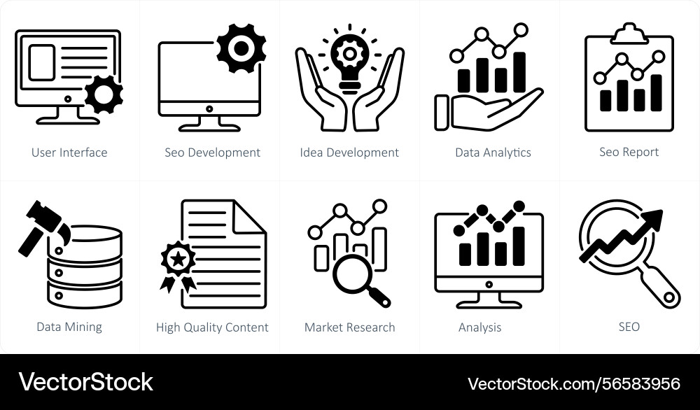 A set of 10 seo icons as user interface vector image