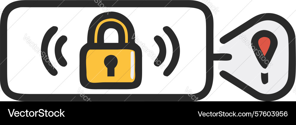 Active wireless security lock with signal icon vector image