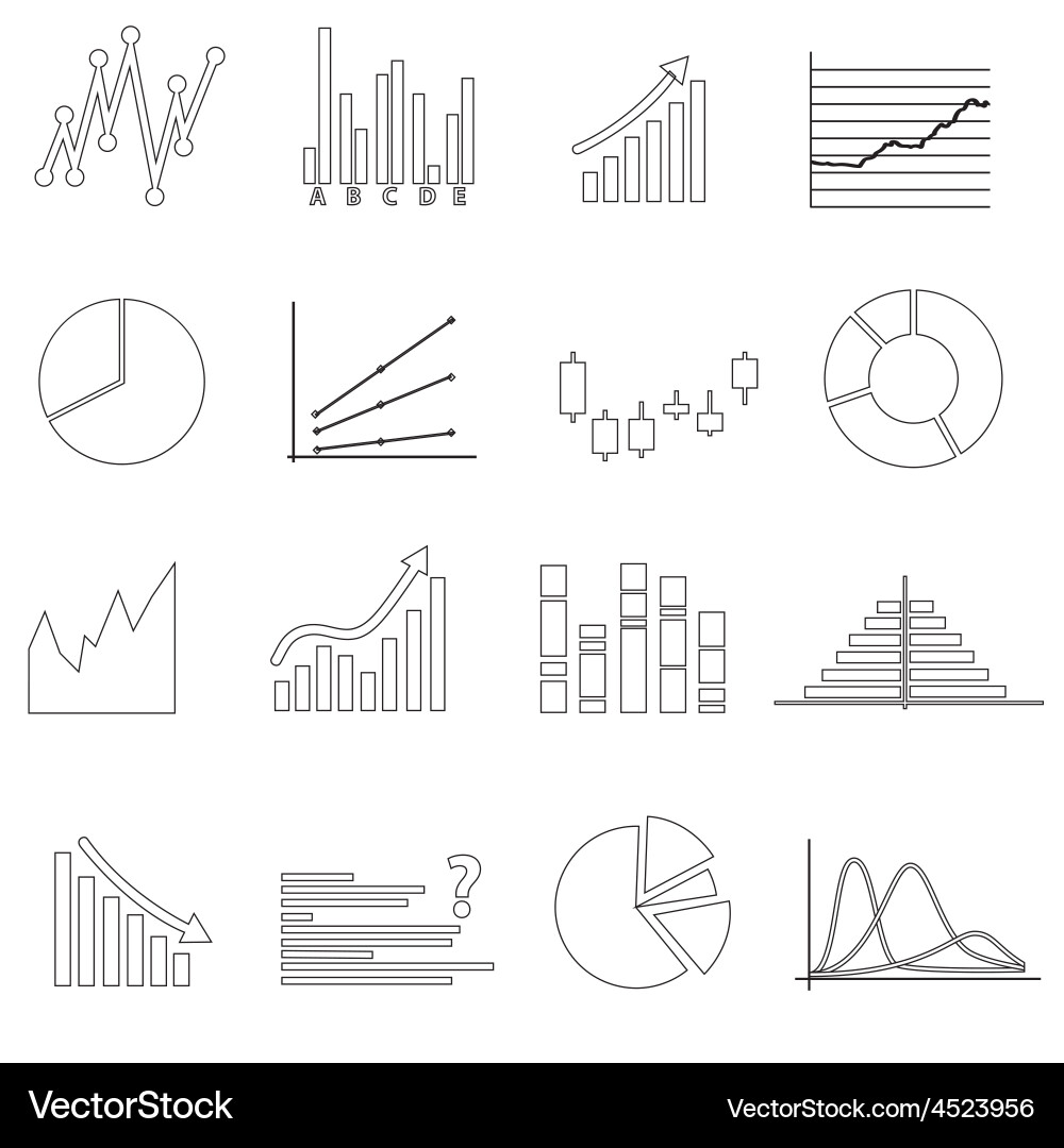 Black outline simple graphs variations set eps10 vector image