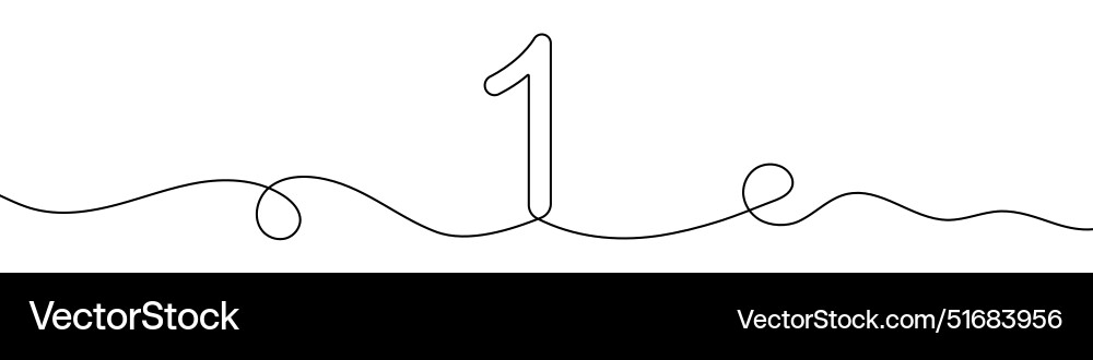 Continuous editable line drawing of number 1 one Continuous editable line drawing of number 1 one vector image