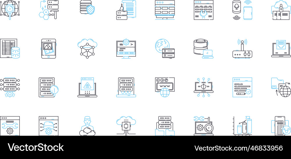 Data backup linear icons set recovery restore Data backup linear icons set recovery restore vector image