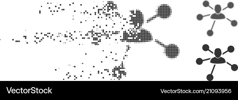 Dissolving pixel halftone user relations icon Dissolving pixel halftone user relations icon vector image