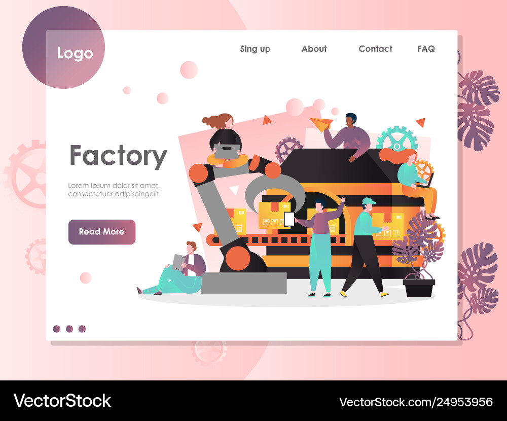 Factory website landing page design vector image