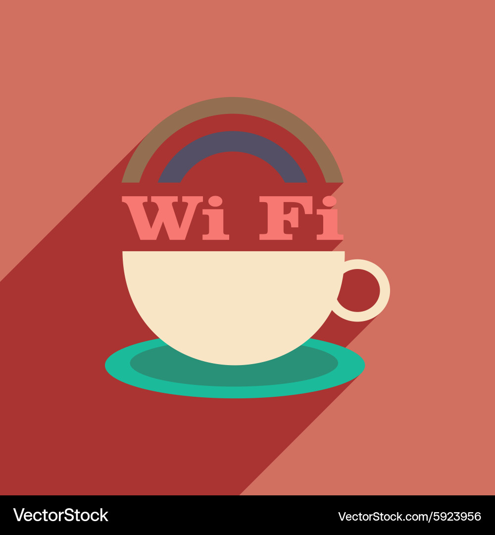 Flat with shadow icon and mobile application wi-fi Vector Image