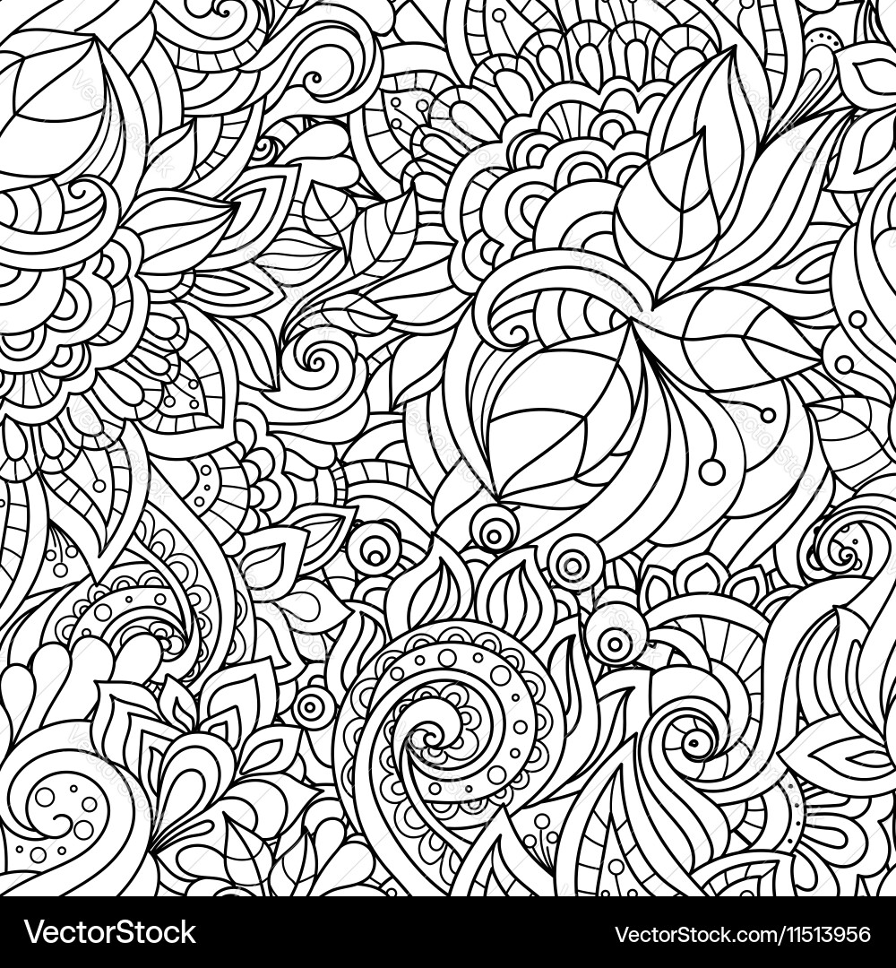 Floral Doodle Pattern Vector Image