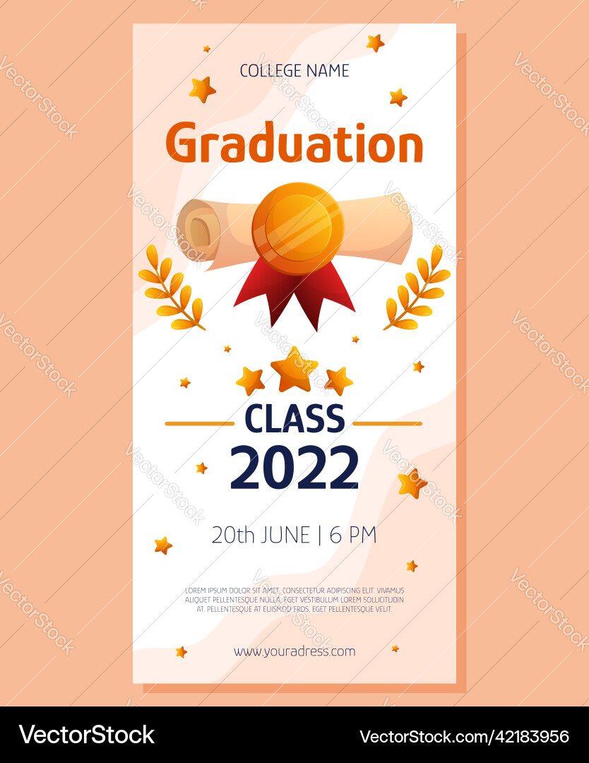 Graduation vertical banner with script red ribbon Vector Image