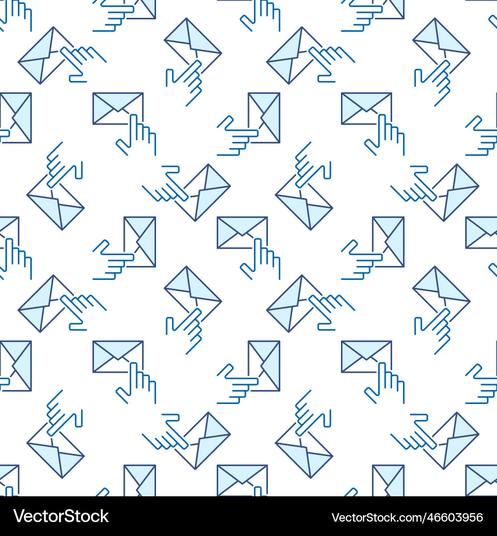 Hand pointing on envelope colored seamless pattern Hand pointing on envelope colored seamless pattern Vector Image