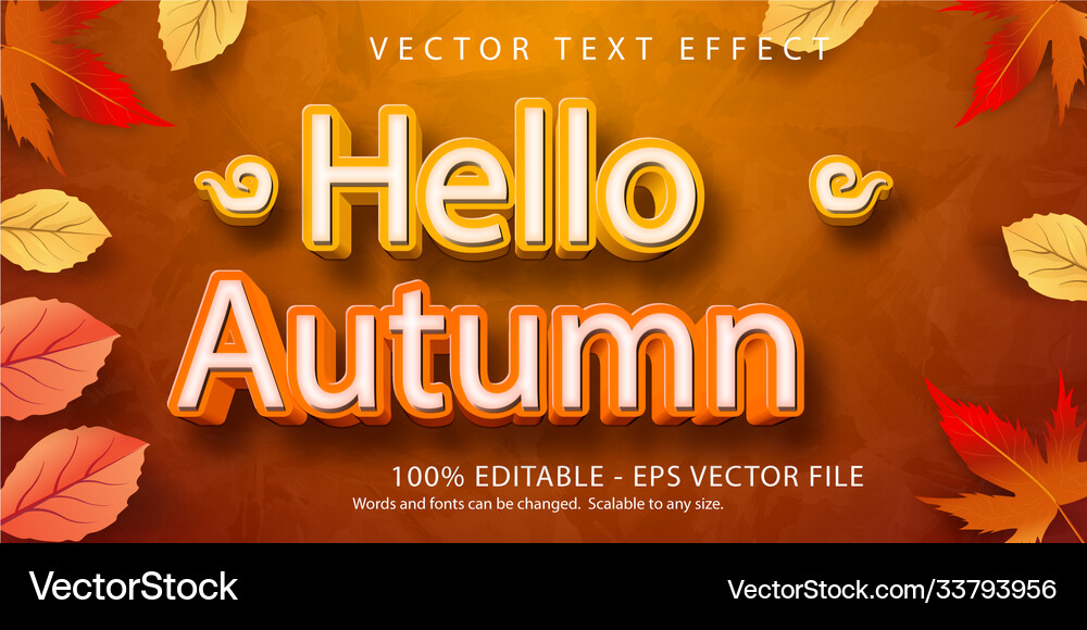 Hello autumn text style editable vector image