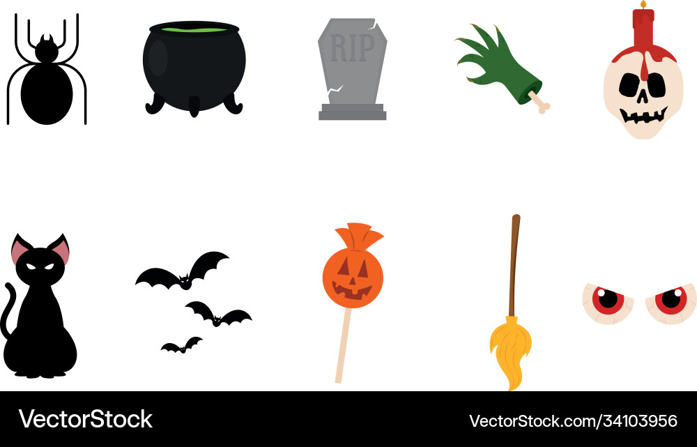 Isolated set scary objects Isolated set scary objects vector image