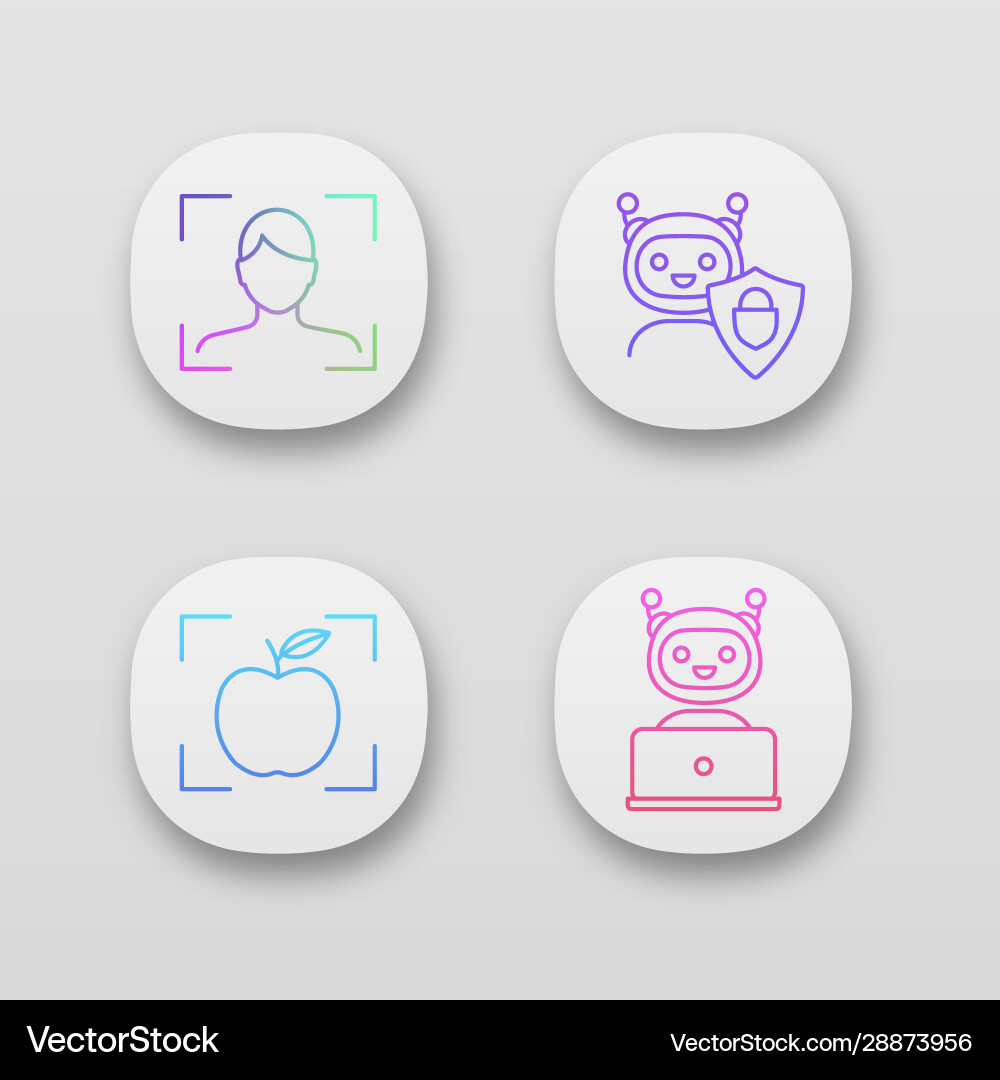 Machine learning app icons set Machine learning app icons set vector image