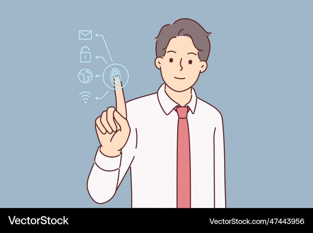 Man undergoes biometric authentication using Man undergoes biometric authentication using vector image