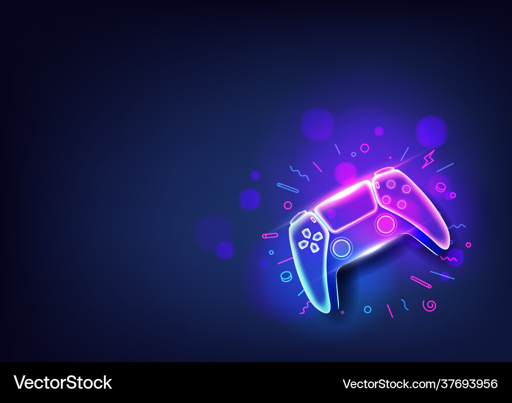 Neon Game Controller - Vibrant Joystick vector image