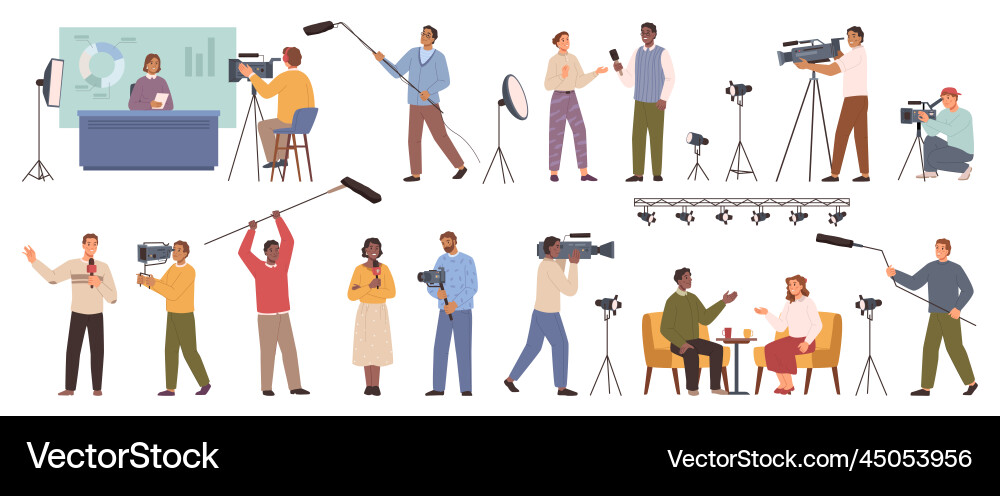 News Team Interview Royalty Free Vector Image - VectorStock