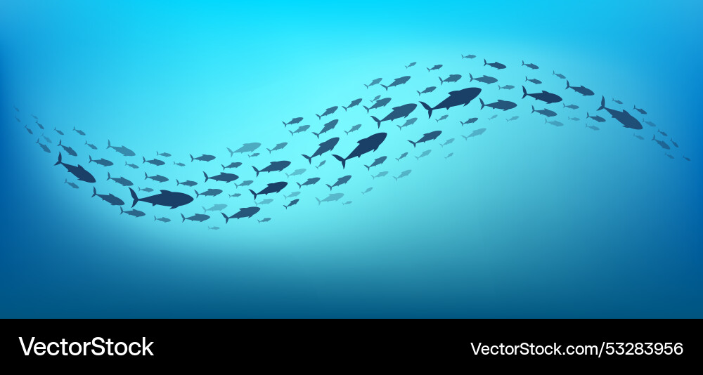 Ocean tuna fish group Royalty Free Vector Image