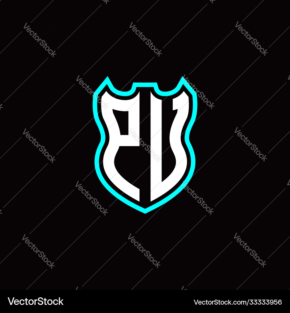 P u initial logo design with shield shape P u initial logo design with shield shape vector image